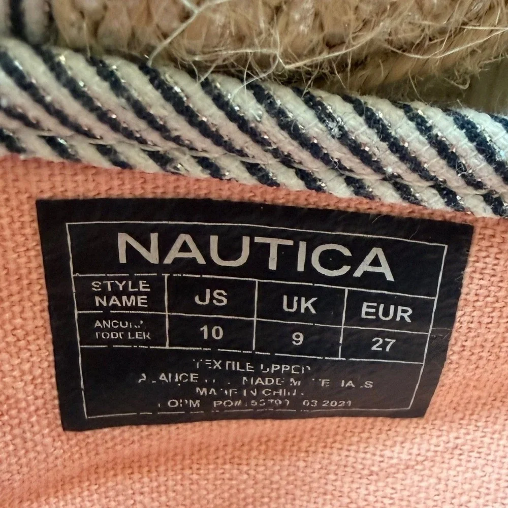 Nautica Ancora Espadrille Flats Striped Bow Slip On Summer Navy White 10 Toddler